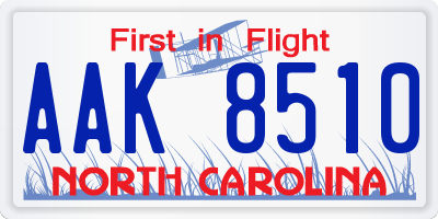 NC license plate AAK8510