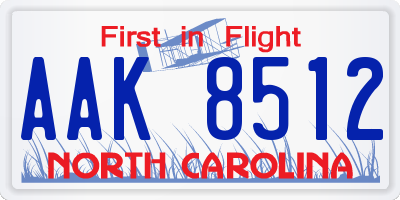 NC license plate AAK8512