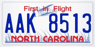 NC license plate AAK8513
