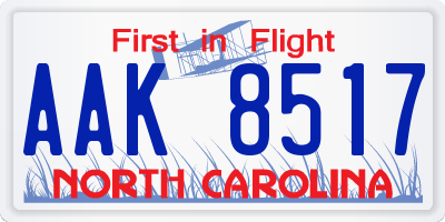 NC license plate AAK8517