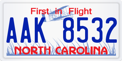 NC license plate AAK8532
