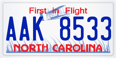 NC license plate AAK8533