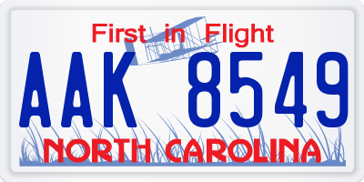 NC license plate AAK8549