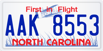 NC license plate AAK8553