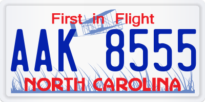NC license plate AAK8555