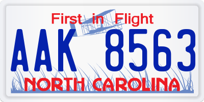 NC license plate AAK8563