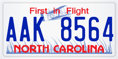 NC license plate AAK8564