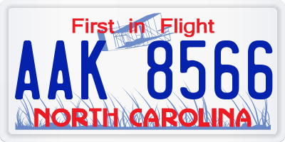 NC license plate AAK8566