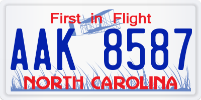 NC license plate AAK8587