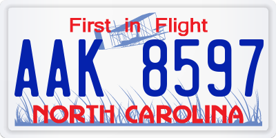 NC license plate AAK8597