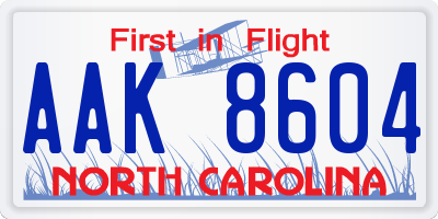 NC license plate AAK8604