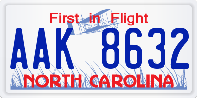 NC license plate AAK8632