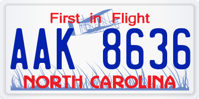 NC license plate AAK8636