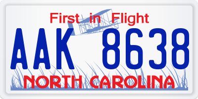 NC license plate AAK8638
