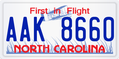 NC license plate AAK8660
