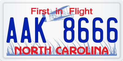 NC license plate AAK8666
