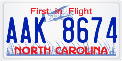 NC license plate AAK8674