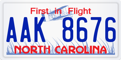 NC license plate AAK8676