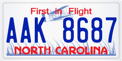 NC license plate AAK8687