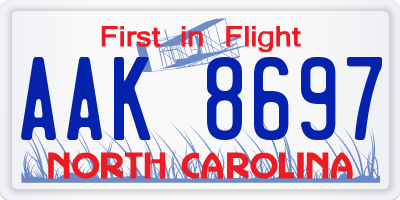 NC license plate AAK8697