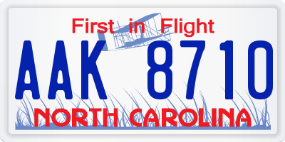 NC license plate AAK8710