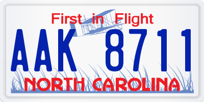 NC license plate AAK8711