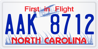 NC license plate AAK8712