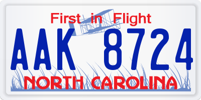 NC license plate AAK8724