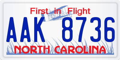NC license plate AAK8736