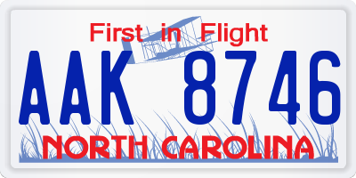 NC license plate AAK8746