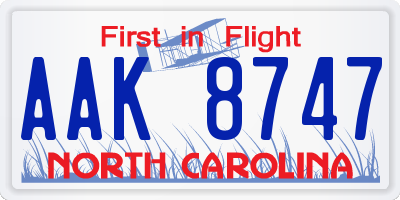 NC license plate AAK8747