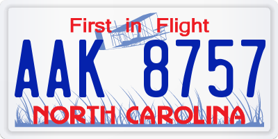 NC license plate AAK8757