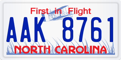 NC license plate AAK8761