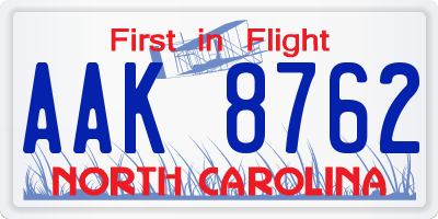 NC license plate AAK8762