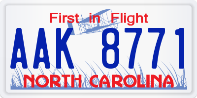NC license plate AAK8771