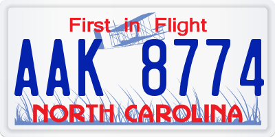 NC license plate AAK8774