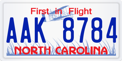 NC license plate AAK8784