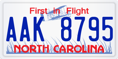 NC license plate AAK8795