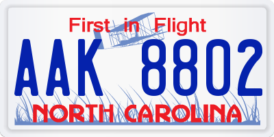 NC license plate AAK8802