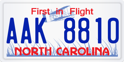 NC license plate AAK8810