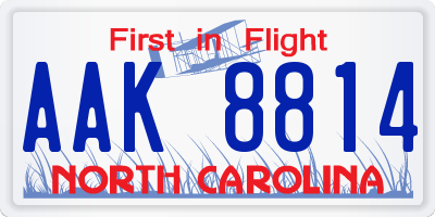 NC license plate AAK8814