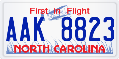 NC license plate AAK8823