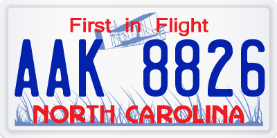 NC license plate AAK8826