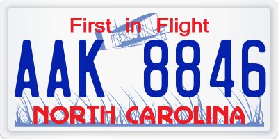 NC license plate AAK8846