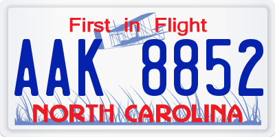 NC license plate AAK8852