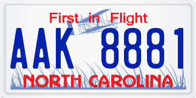 NC license plate AAK8881
