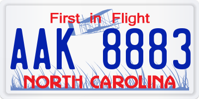 NC license plate AAK8883