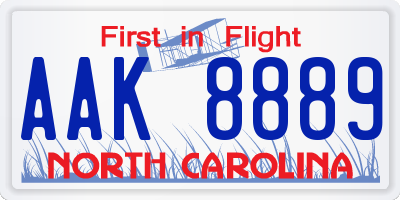 NC license plate AAK8889