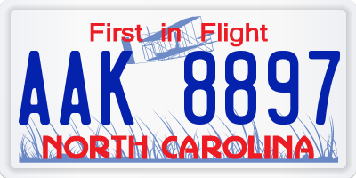 NC license plate AAK8897