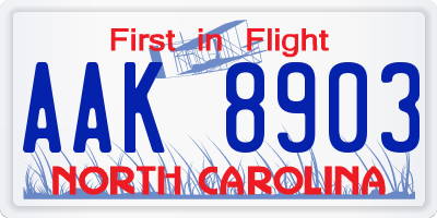 NC license plate AAK8903